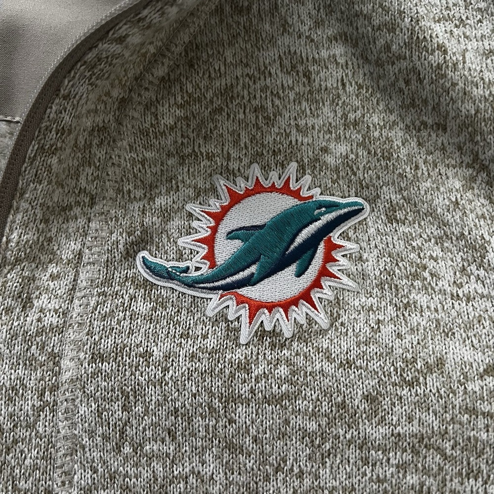 Antigua ‎ Dolphins Embroidered Logo, Light Tan 1/4 Zip Pull Over Medium (185)